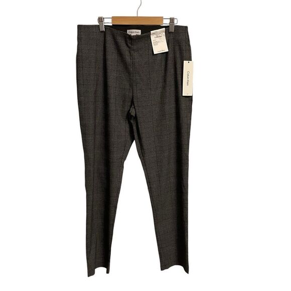 Calvin Klein Plaid Strech Tapered Leg Ankle-Length Pull-on Pants Size 12 NWT - Picture 1 of 7